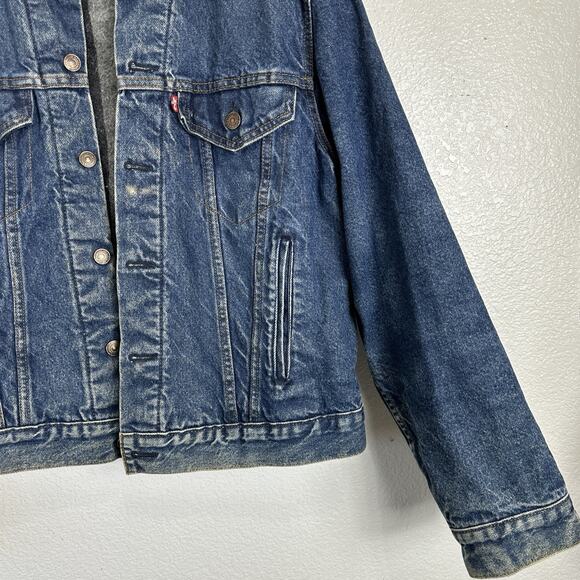 Vintage Levis Jean Jacket Mens 44 Blanket Lined Denim Trucker USA Made Grunge - Picture 5 of 12